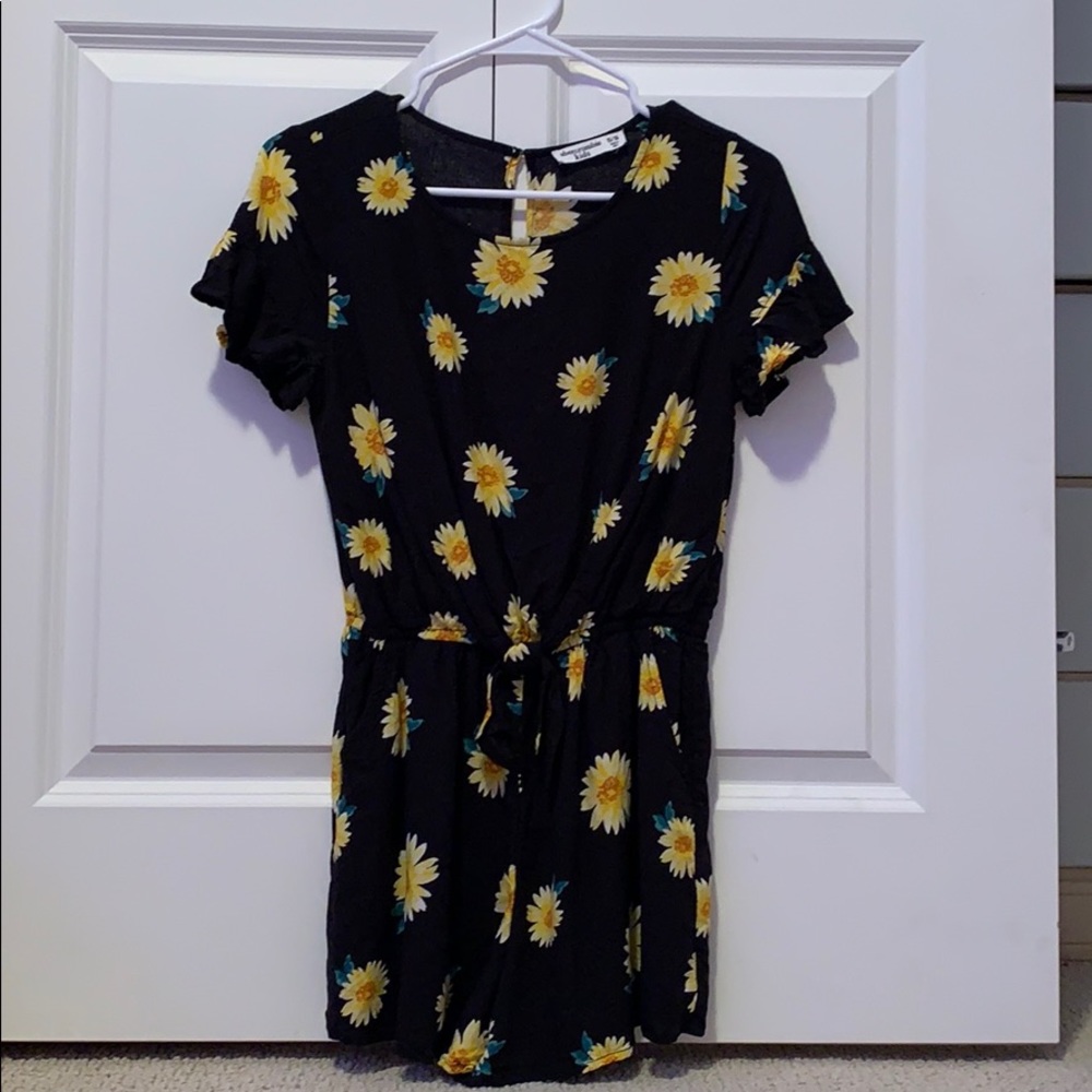 black romper with sunflowers